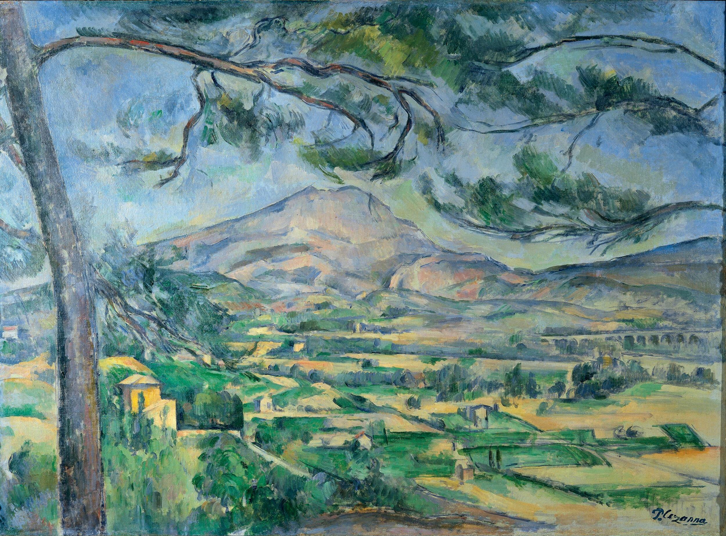 Paul Cézanne -  Mont Sainte-Victoire with large pine