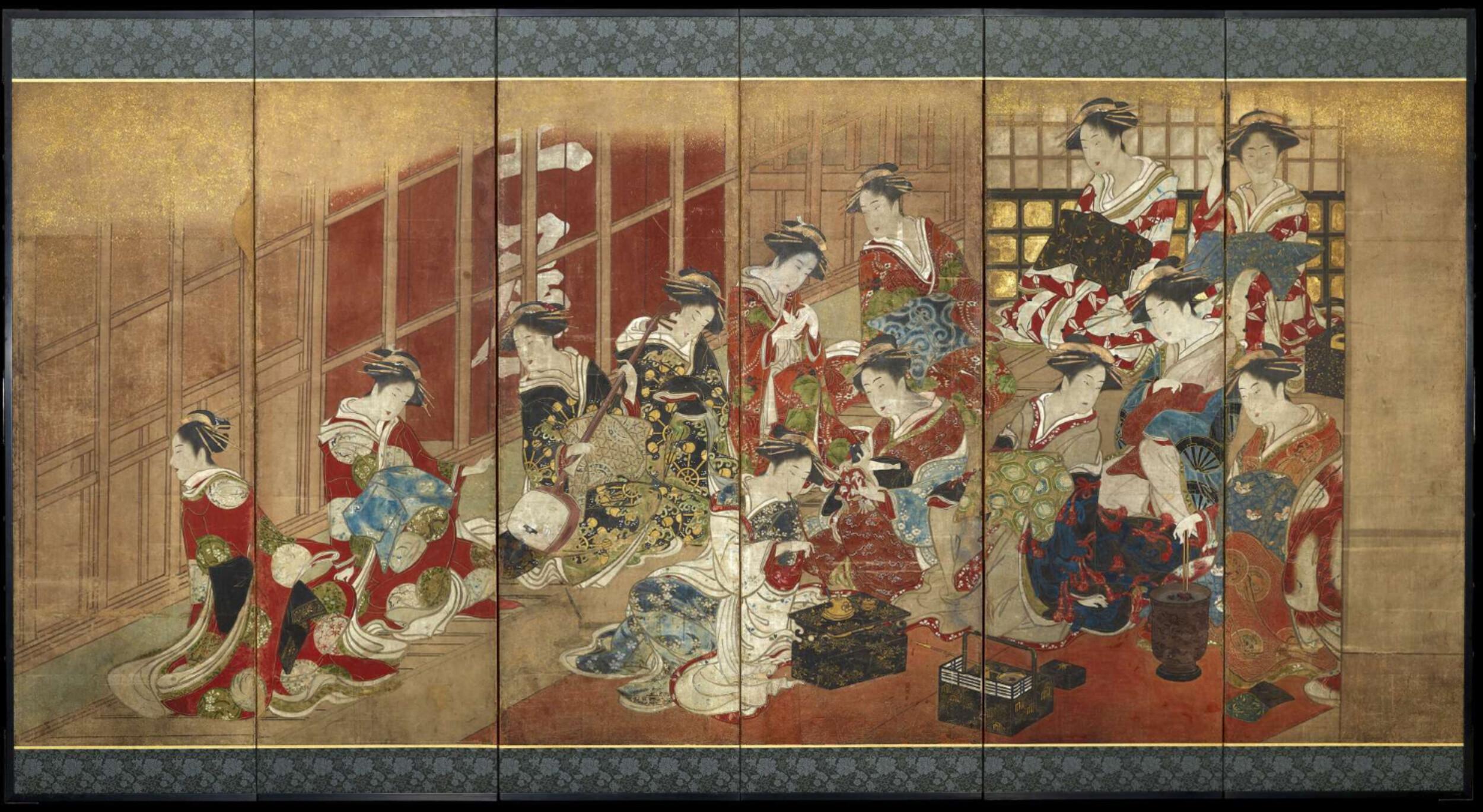 Utagawa Toyoharu - 6--panel folding screen