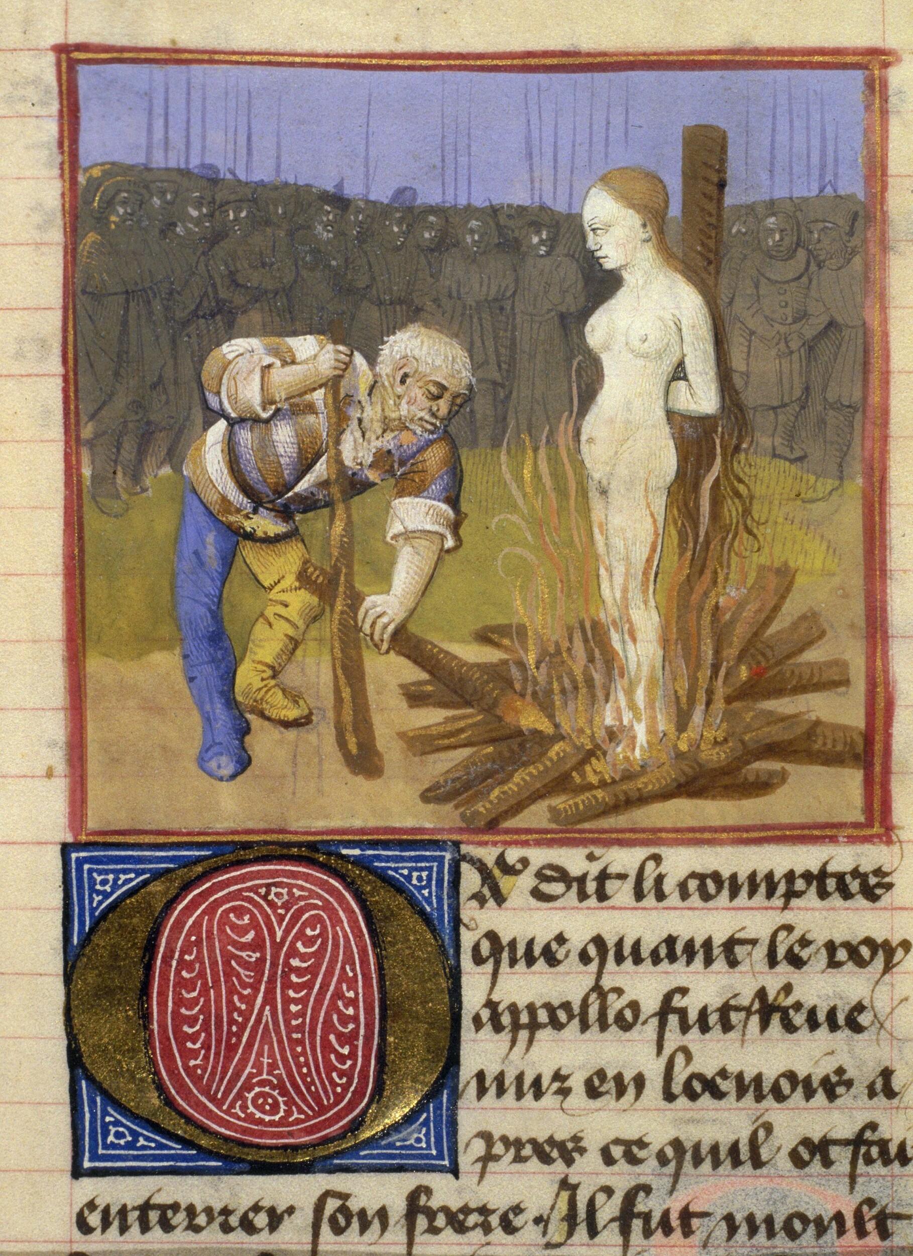  Anonymous - Adulterous woman burnt at the stake (from Tristan de Léonois book) 