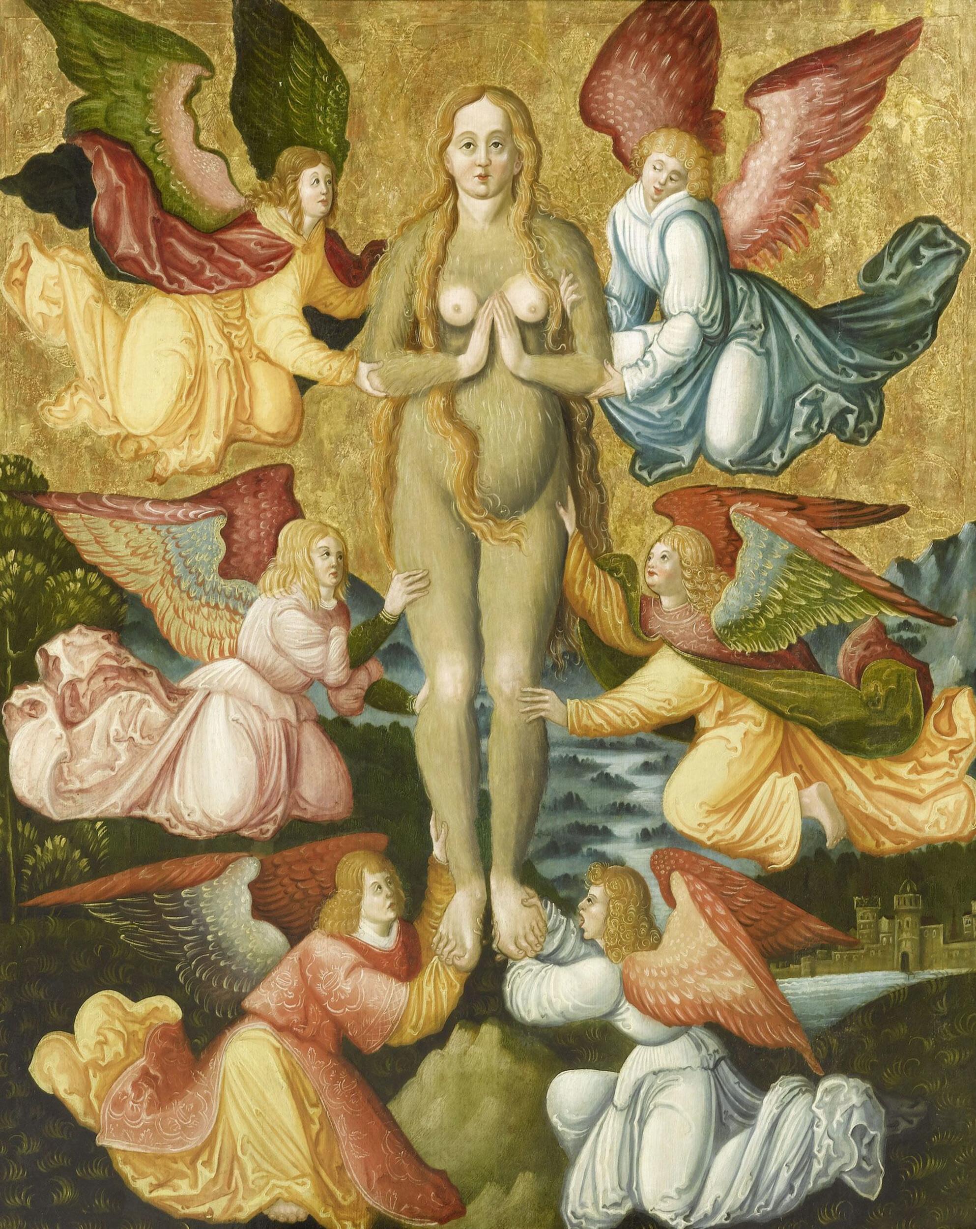  Anonymous - Ascension of Mary Magdalene in a fur dress with angels