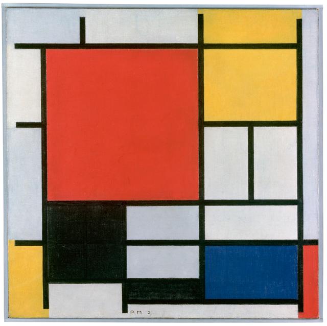 Piet Mondrian - Composition with large planes of red, yellow, black, gray and blue