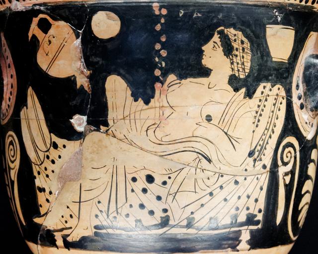 Anonymous - Danaë and the shower of gold. Side A from a Boeotian red-figure bell-shaped crater.