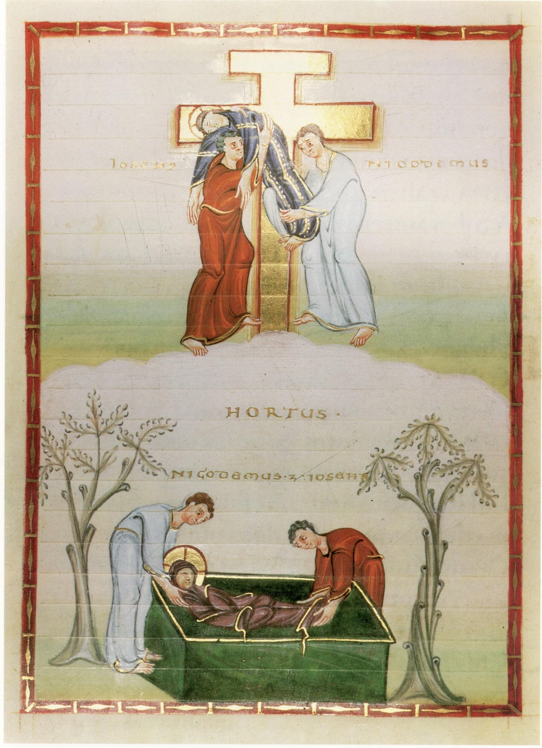 Master of the Registrum Gregorii - Deposition from the Cross and entombment, from the Codex Egberti