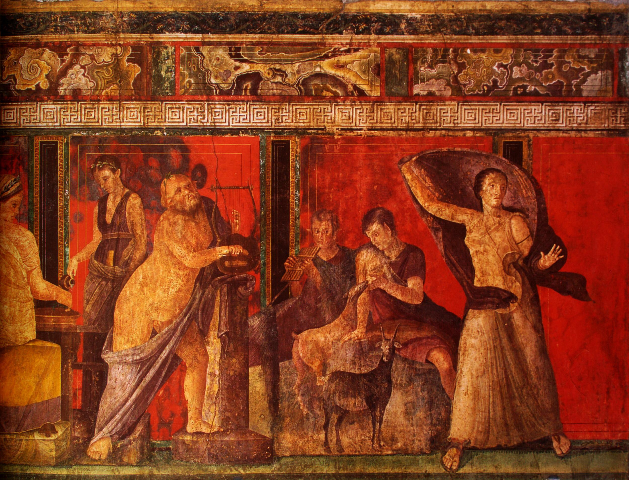  Anonymous - Fresco of the mystery ritual, Villa of the Mysteries, Pompeii, Italy.