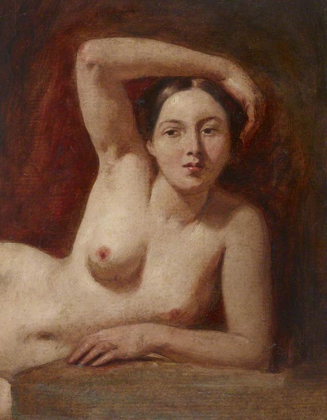 William Etty - Half-figure of a female nude reclining