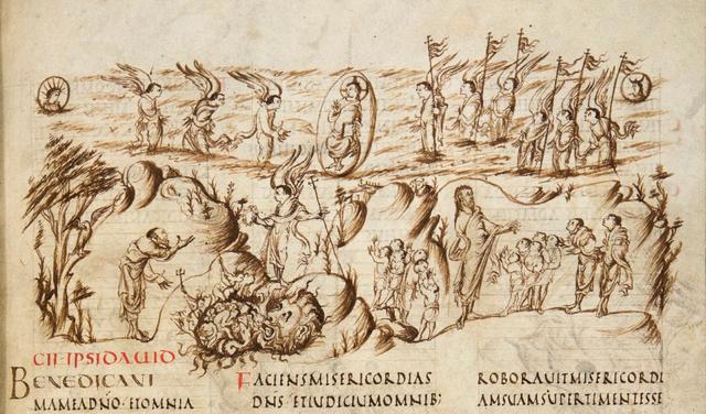 Anonymous - Illstration at start of Psalm 102, from the Utrecht Psalter