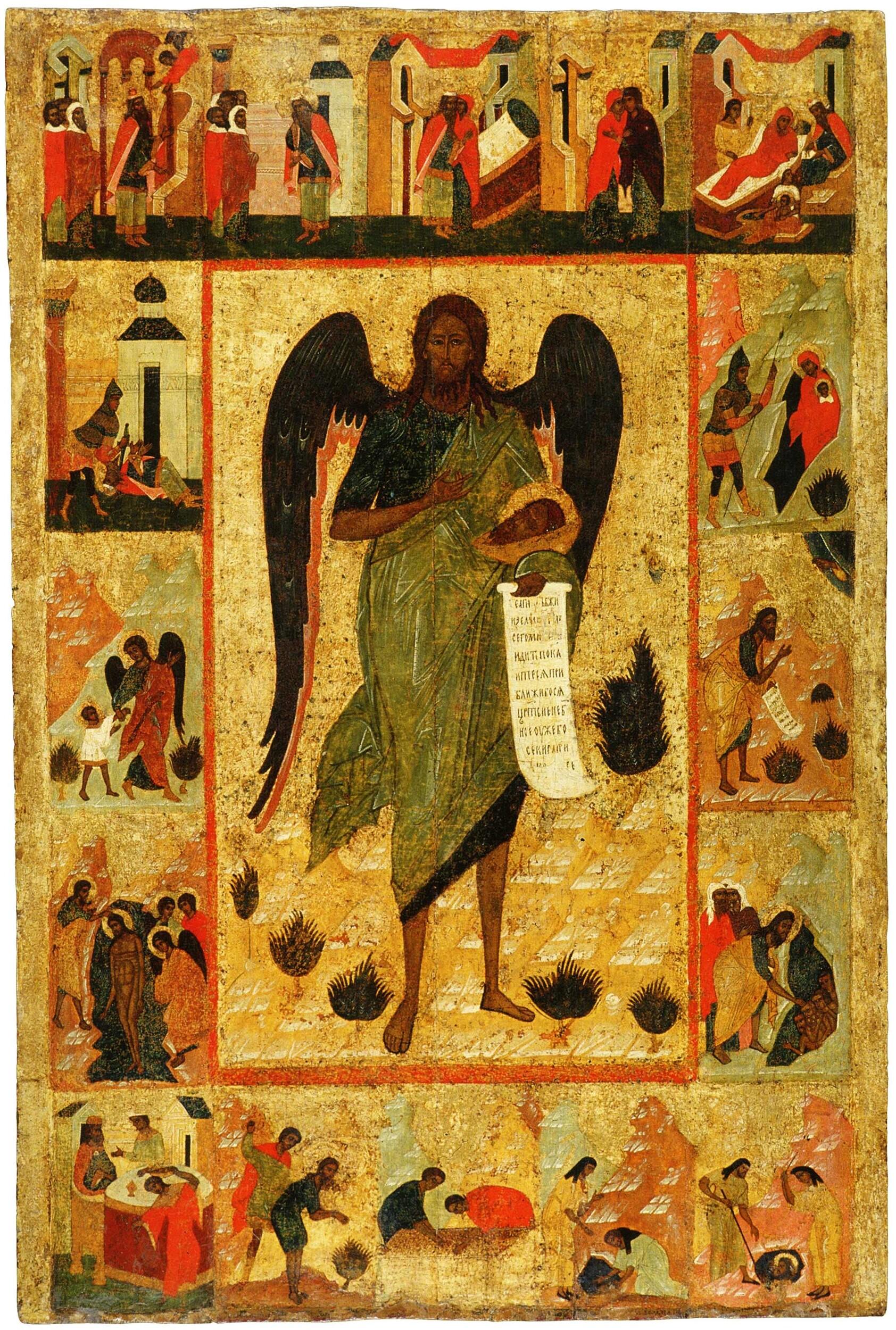  Yaroslav school - John the Baptist angel of the desert, with a life in 16 hallmarks