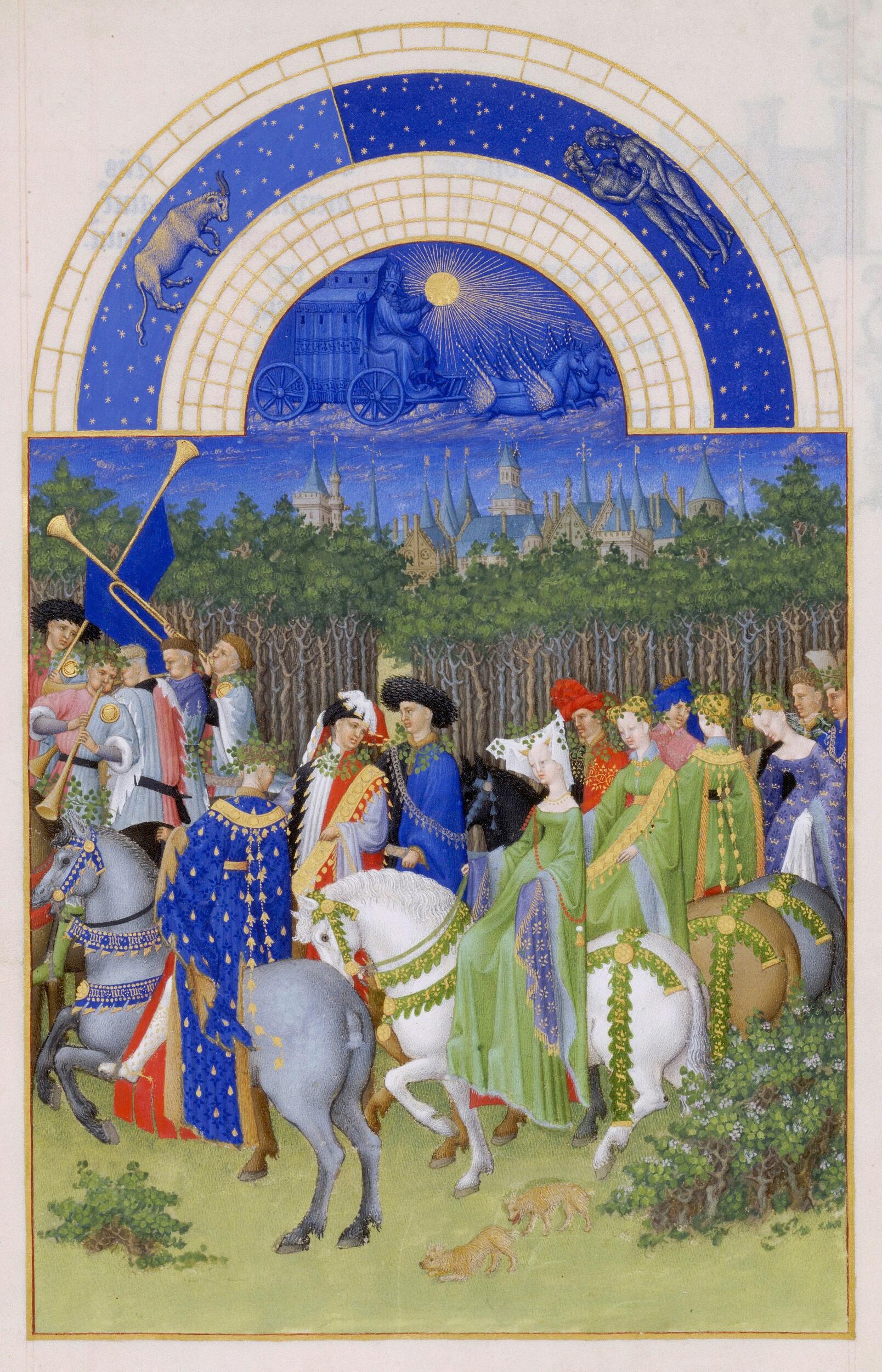 Freres Limbourg - Month of May from "The Very Rich Hours of the Duke of Berry"