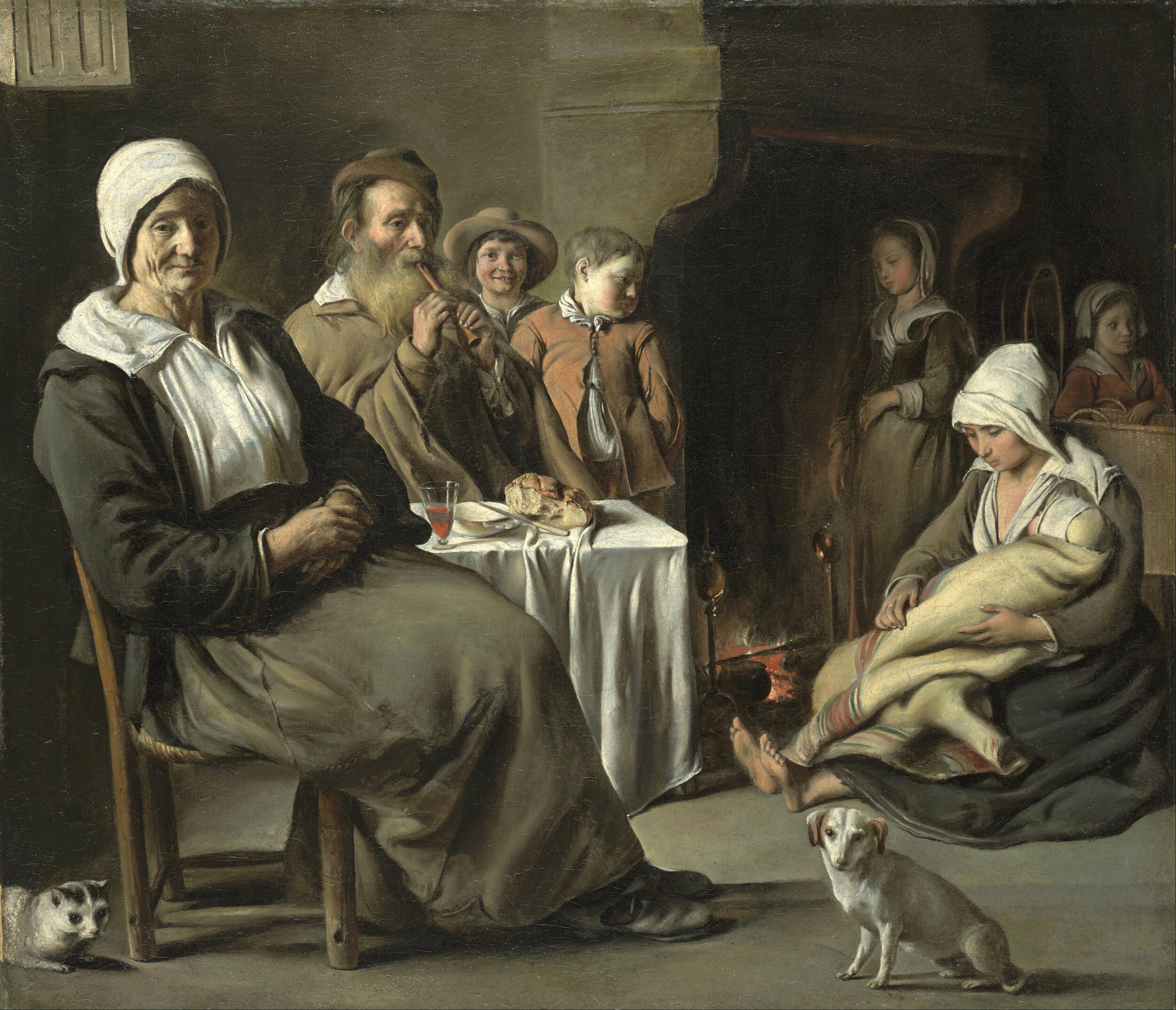 Louis or Antoine Le Nain - Peasant Family in an Interior