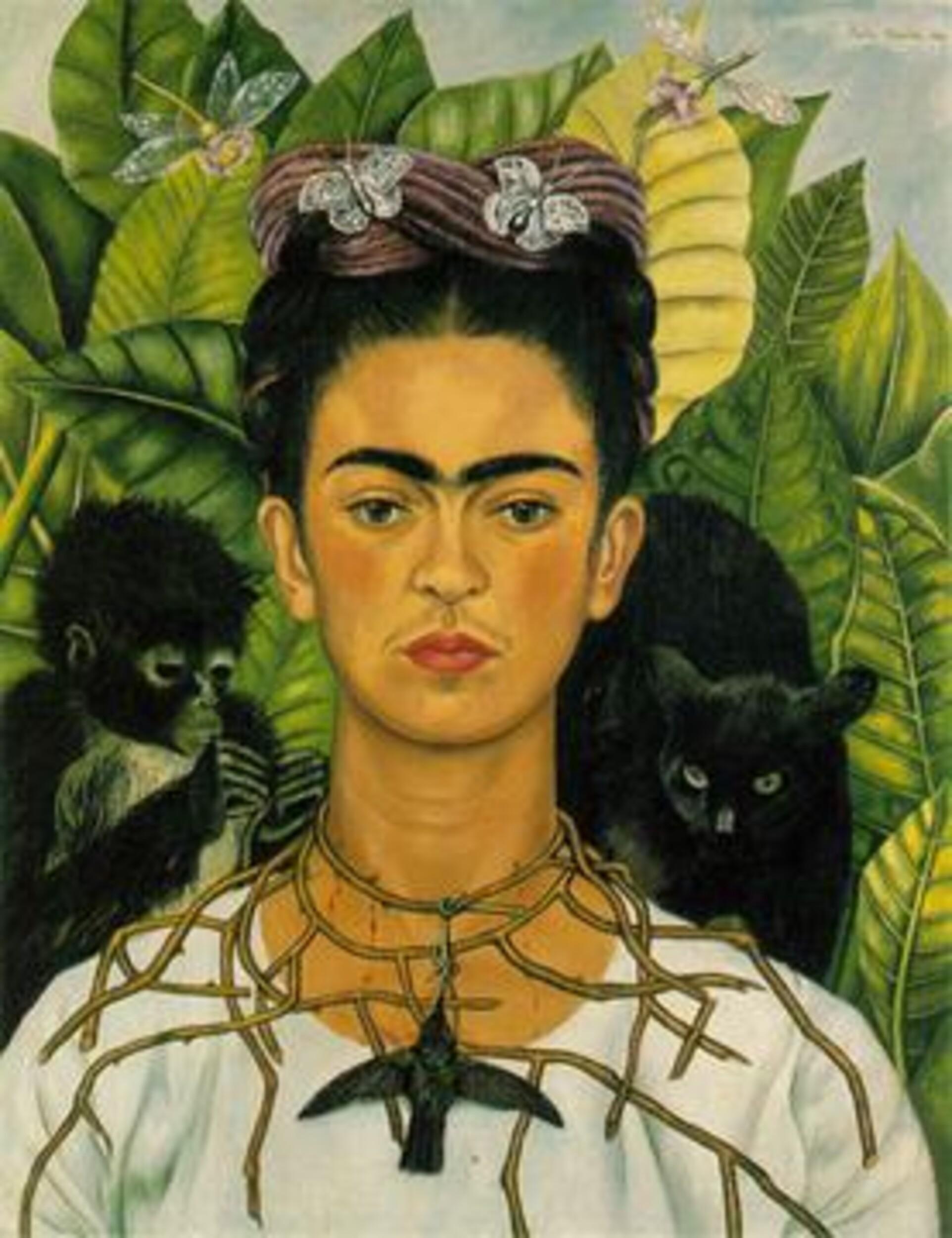 Frida Kahlo - Self-portrait with thorn necklace and hummingbird 