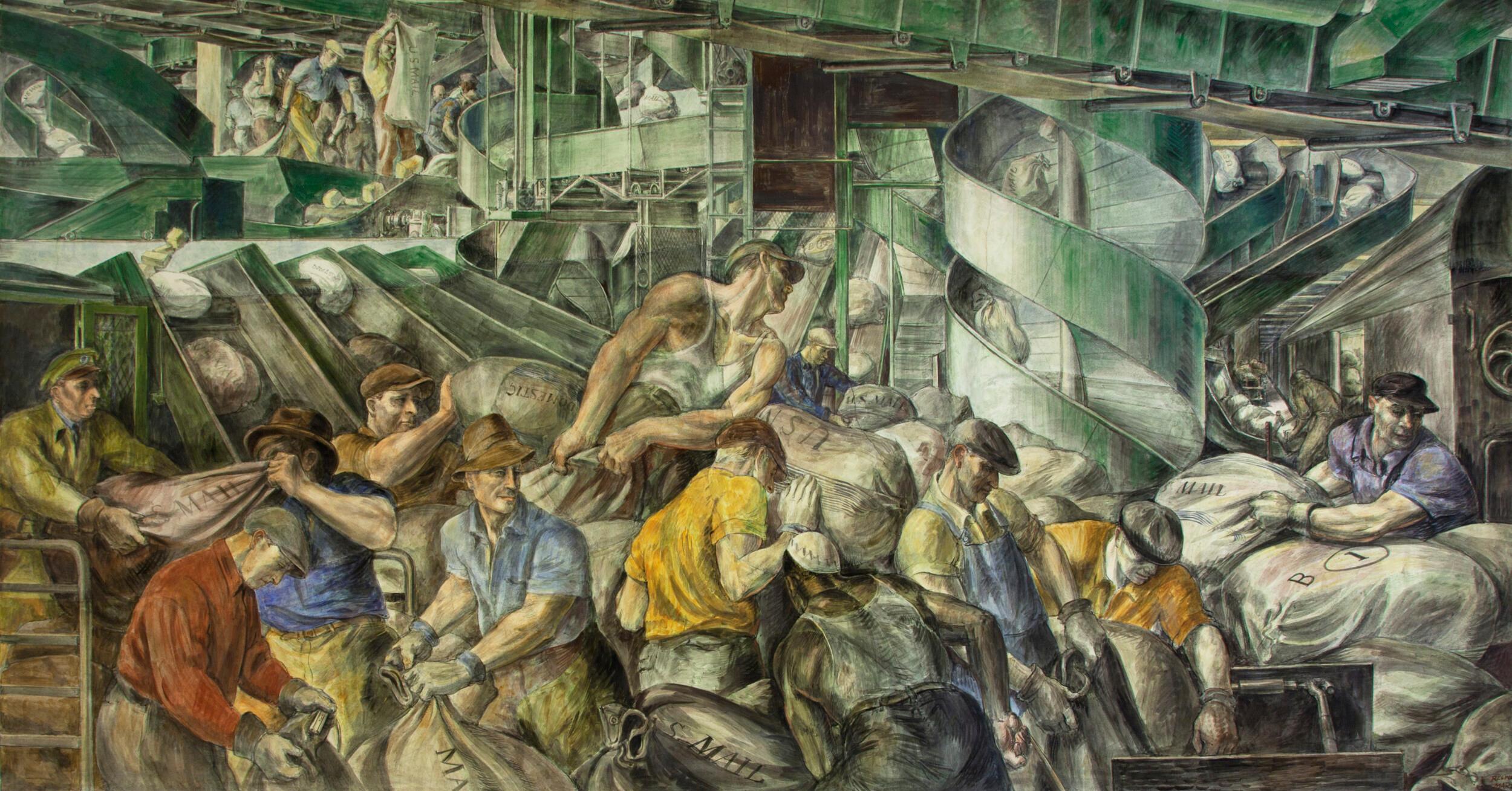 Reginald Marsh - Sorting the mail