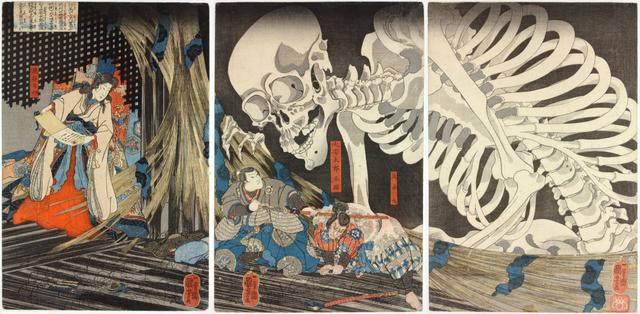 Utagawa Kuniyoshi - Takiyasha the witch and the skeleton spectre (triptyque)