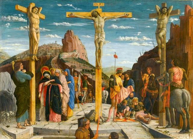 Andrea Mantegna - The Crucifixion  (bottom centak panel of the San Zeno altarpiece)