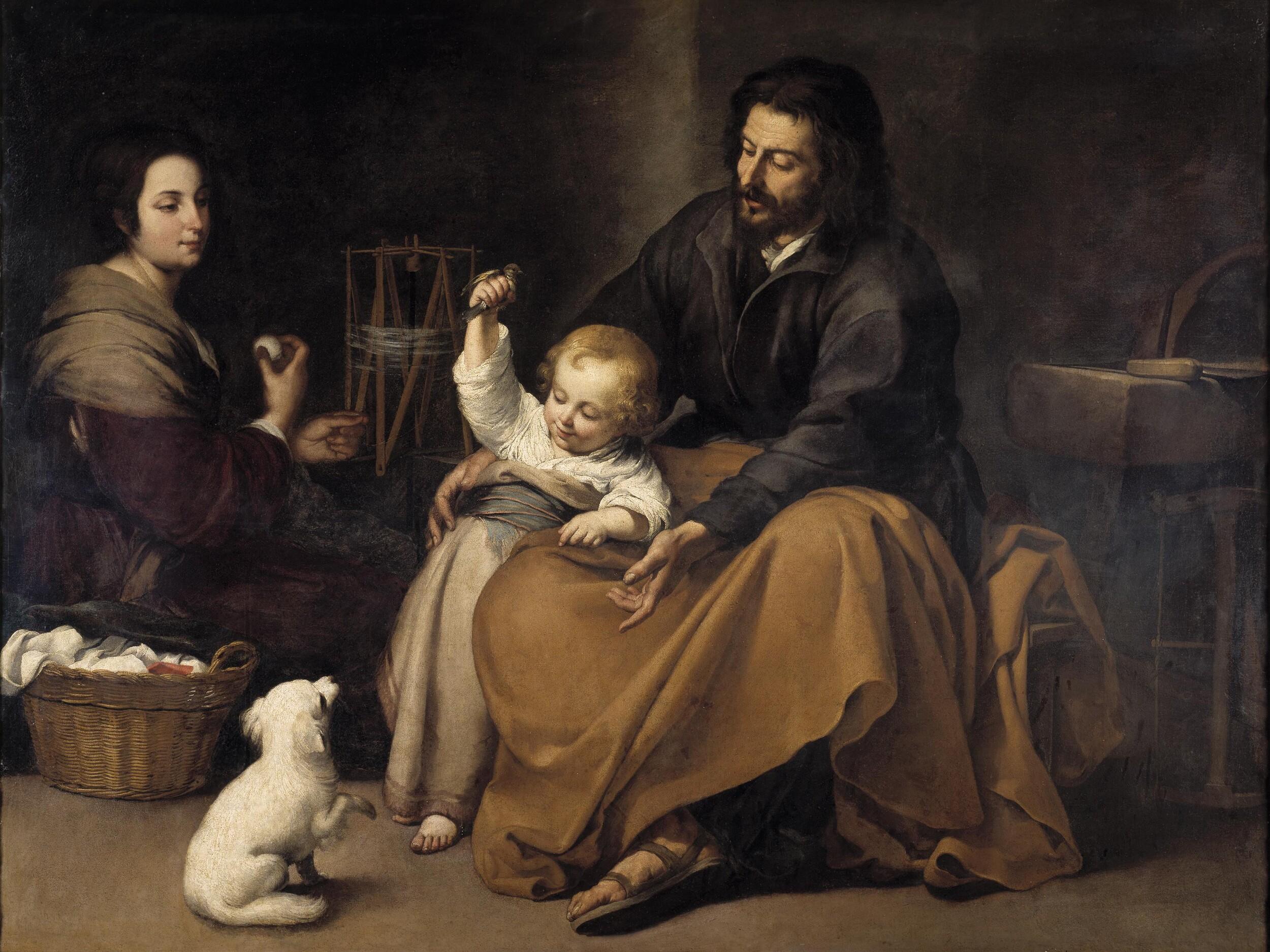 Bartolomé Esteban Murillo  - The Holy family with a bird