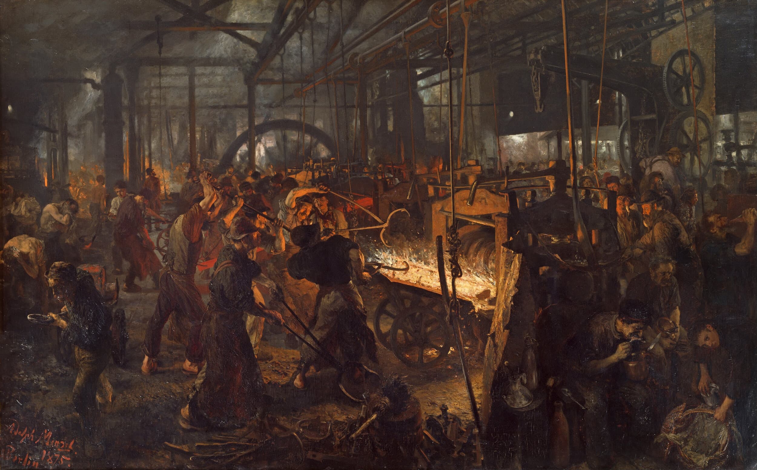 Adolph Menzel - The iron rolling mill (modern cyclopes)