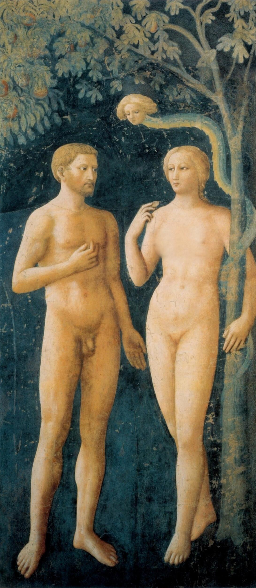 Masolino da  Panicale - The temptation of Adam and Eve