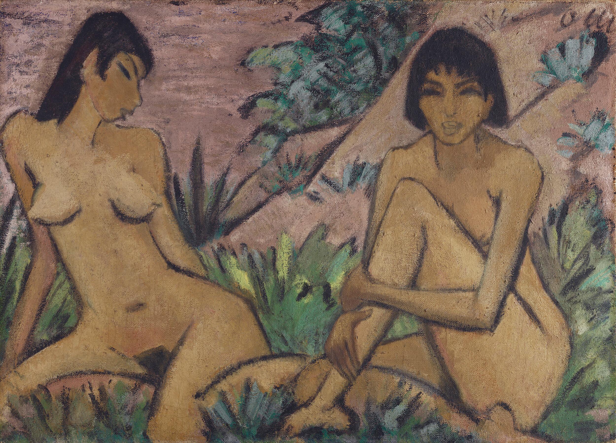 Otto Mueller - Two female nudes in a landscape