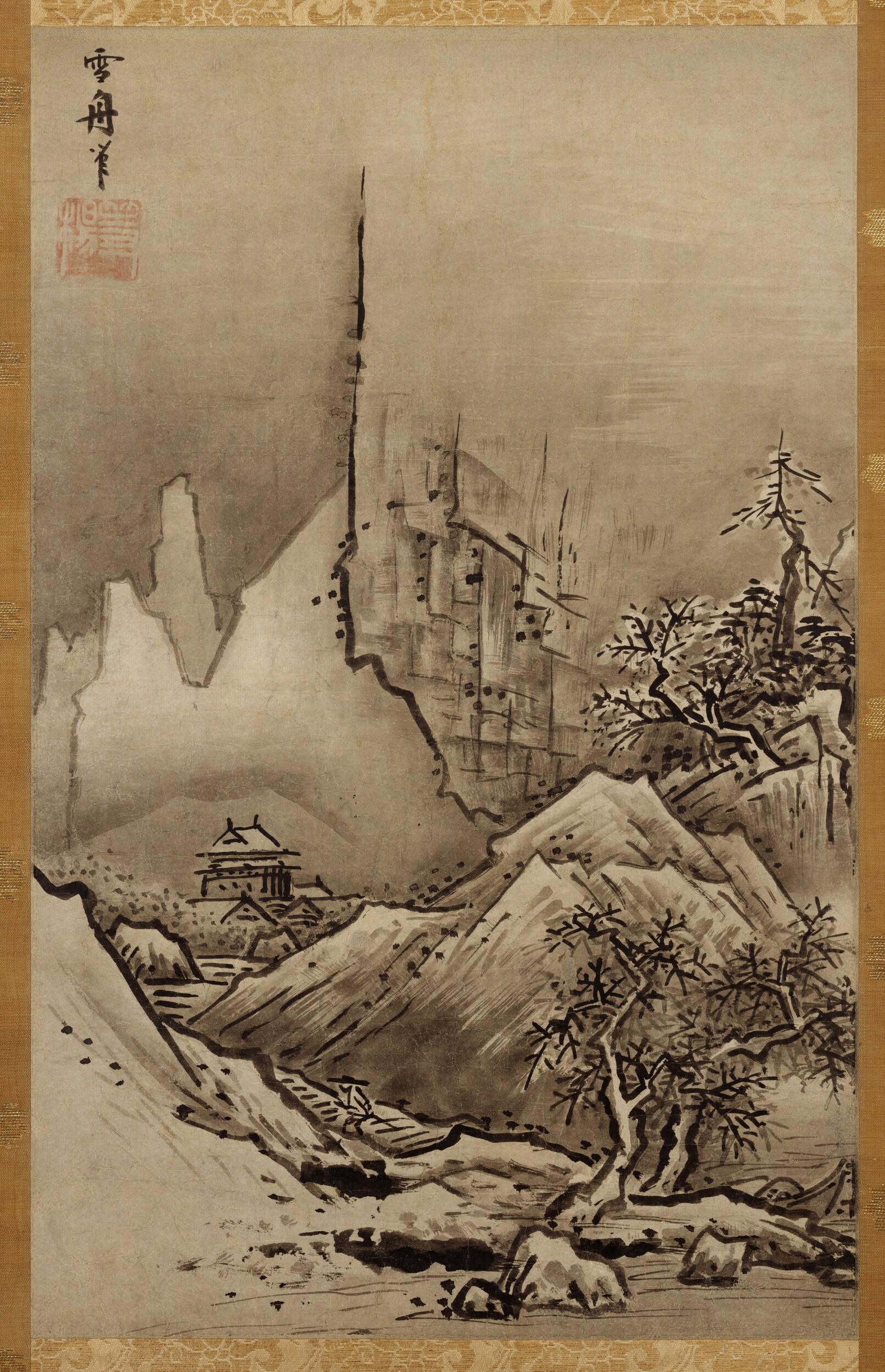 Sesshū Tōyō - Winter landscape (from the scroll of autumn and winter landscapes)