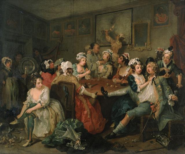 William Hogarth - Tavern scene (scene three of "A rake's progress")