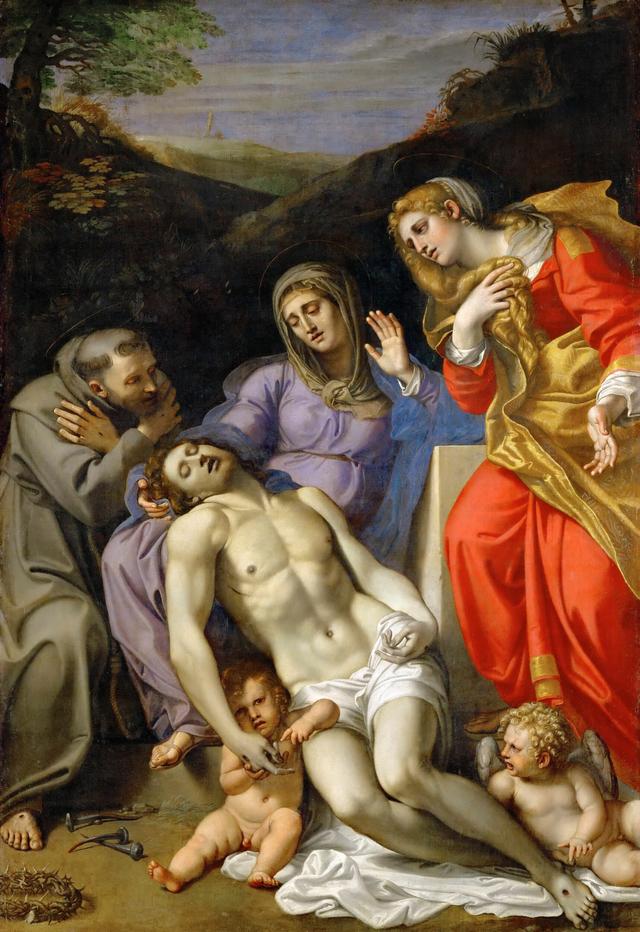 Annibale Carracci - Pietà with Saints Francis and Mary Magdalen