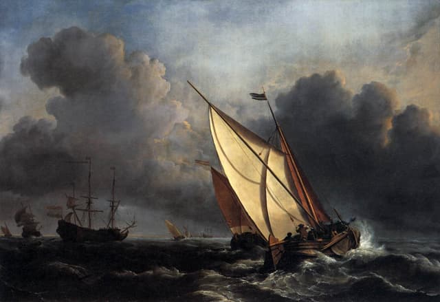 Willem van de Velde the Younger - Ships in a Stormy Sea (1672)