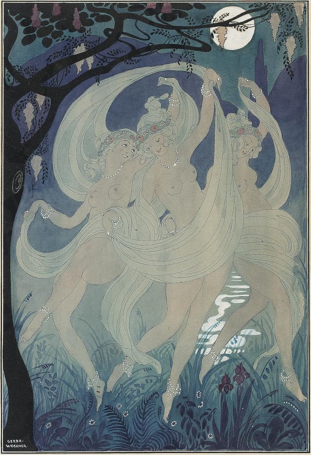 Gerda Wegener - The Three Graces Under a Full Moon