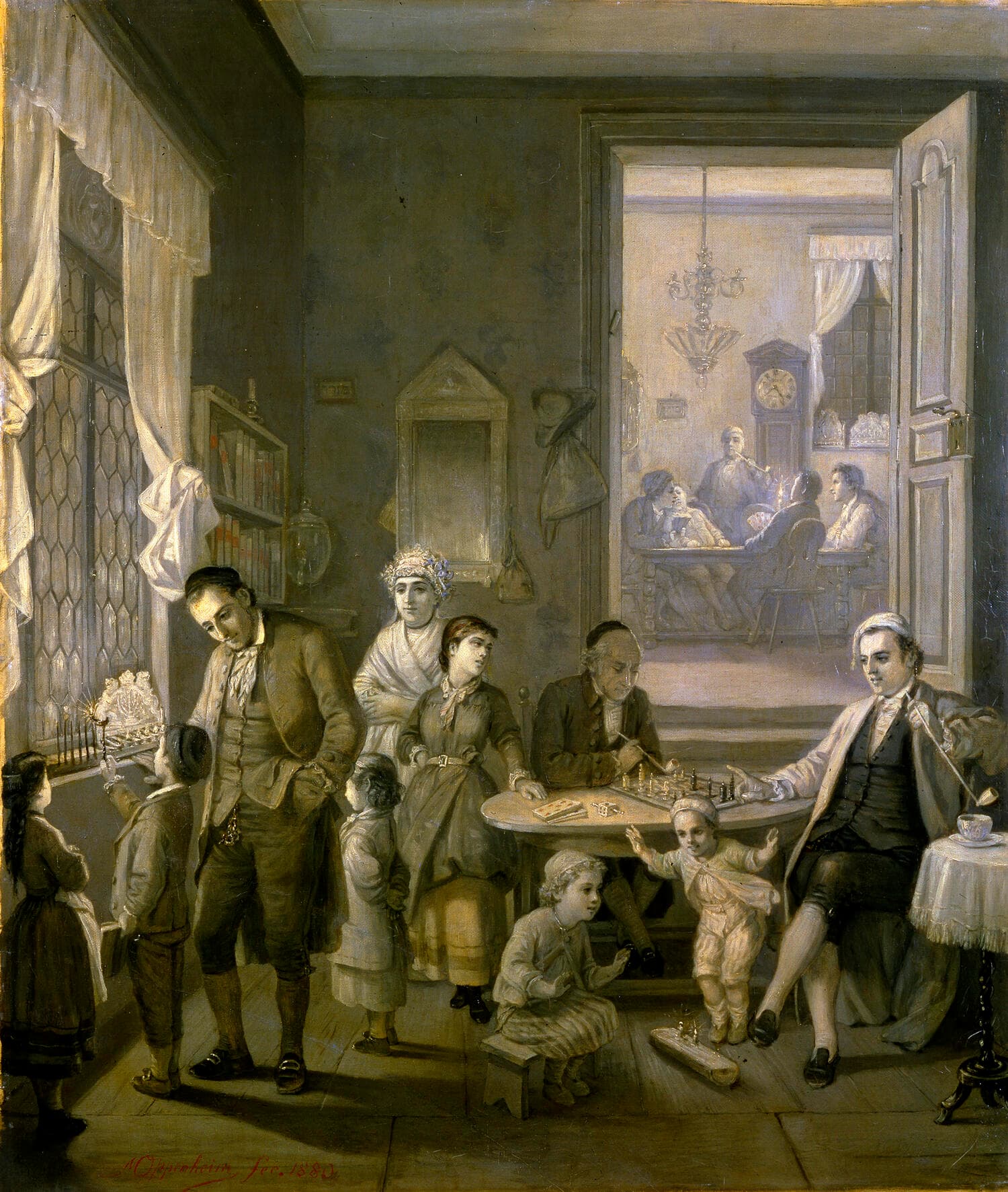 Moritz Oppenheim - The Kindling of the Hanukkah Lights