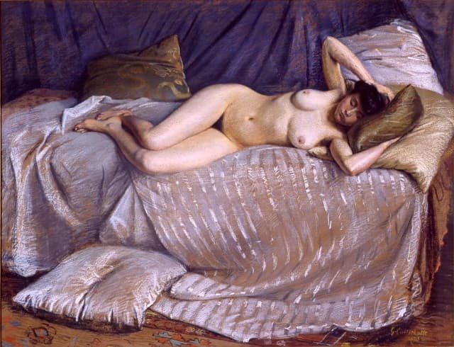 Gustave Caillebotte - Naked Woman Lying on a Couch (1873)